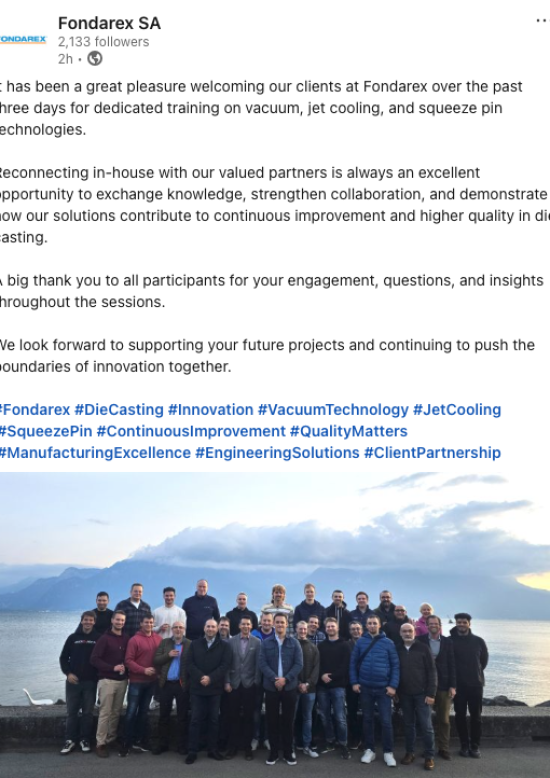 10/2/2025 A great pleasure welcoming our clients at Fondarex, Switzerland